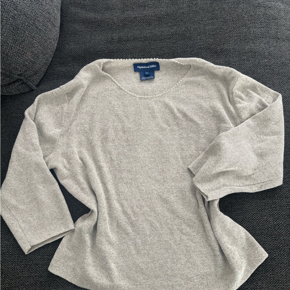 Tan Cozy Quarter Sleeve Sweater! (Cotton + linen blend!) XS